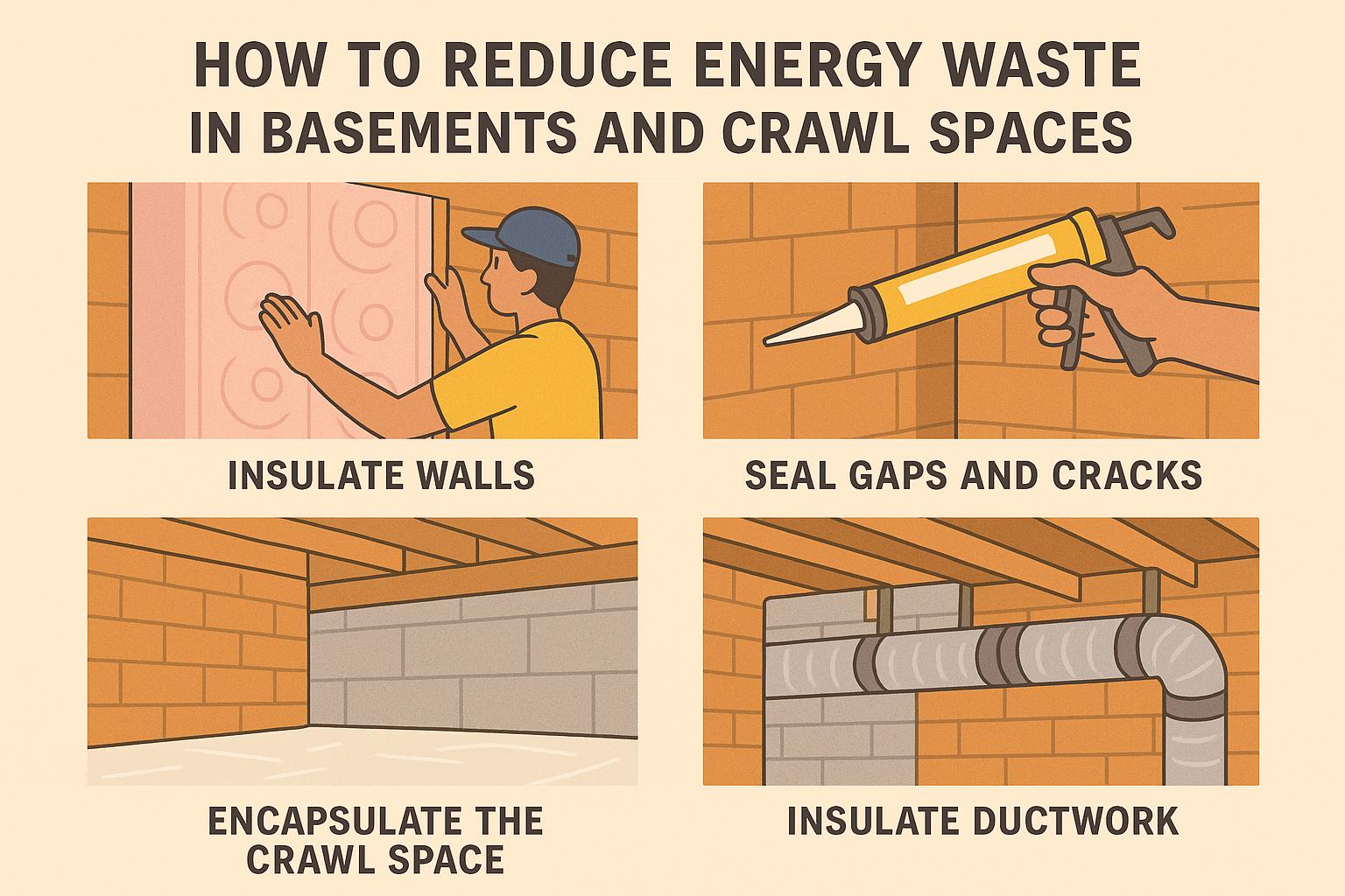 How to reduce energy waste in basements and crawl spaces.