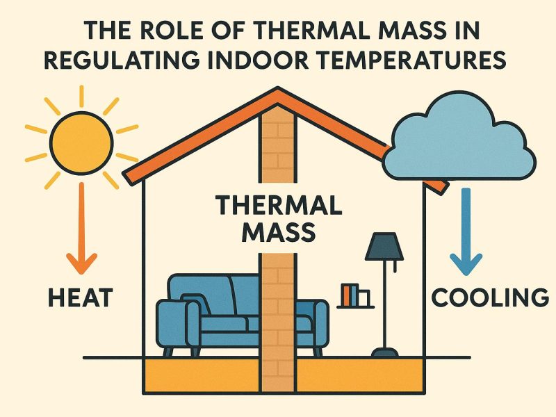 The role of thermal mass in regulating indoor temperatures.